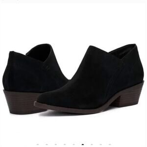 Lucky Brand Fanky Suede Boots 9 Black NWT Ankle Booties Boho Western